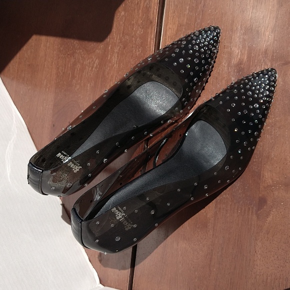 Bisou Bisou Smoke Clear Vinyl Stiletto Rhinestones Stiletto Heels - Picture 14 of 17